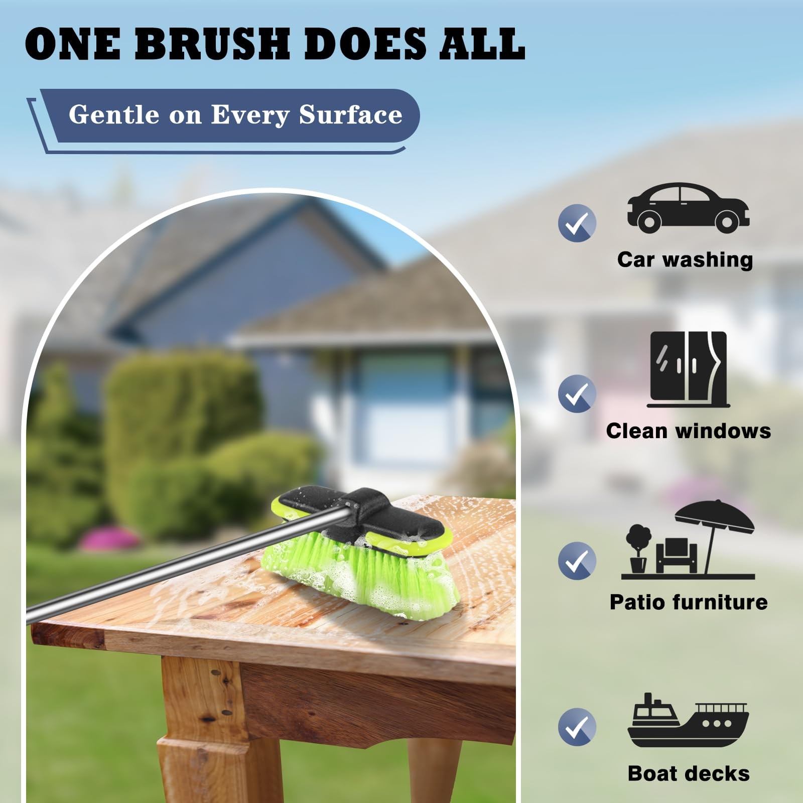 Liqmeivre Car Wash Brush Head 8″, Scrub Brush Attachment for Extension Pole, …