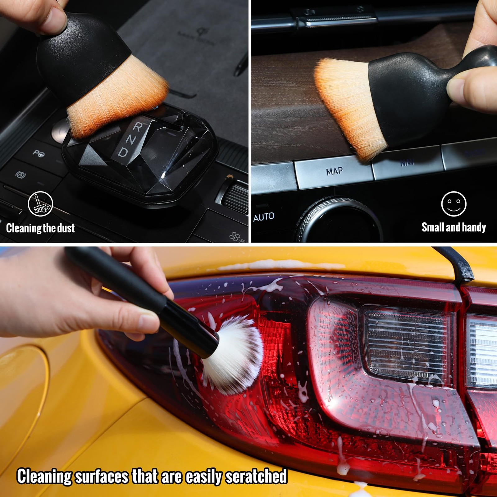 6PCS Car Detailing Brush Set – Soft Boar Hair Cleaning Tools for Vehicles