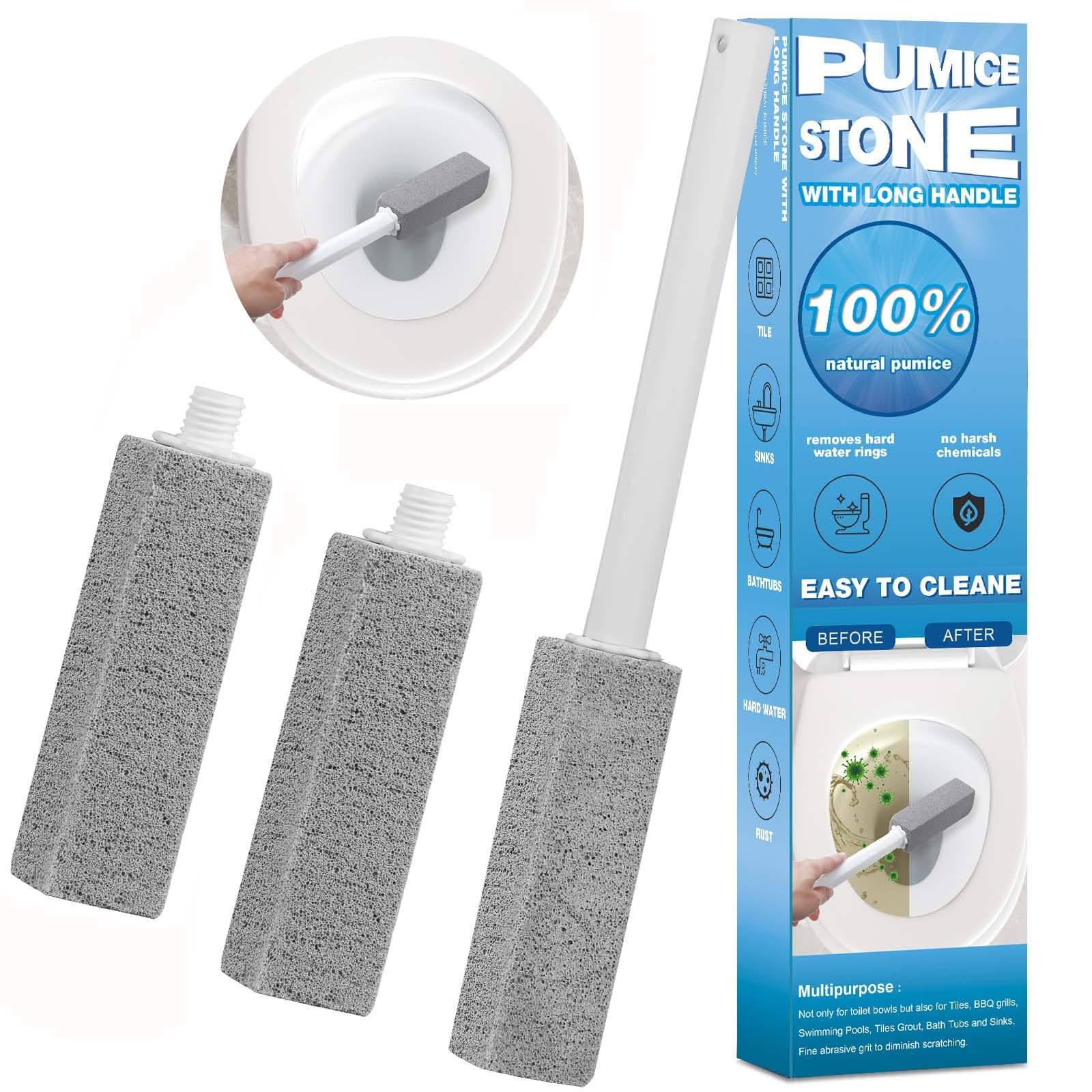 3 Packs Pumice Cleaning Stone with Extra Long Handle, Pumice Stone for Toilet…