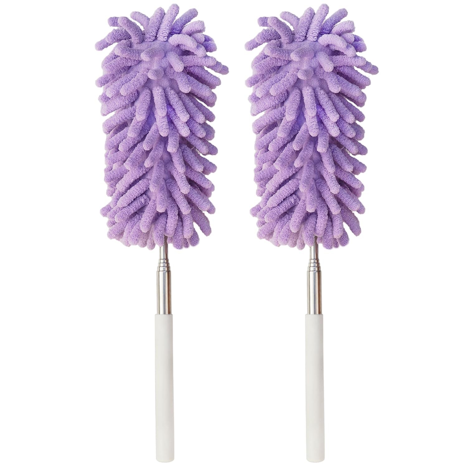 2Pcs Mini Duster for Cleaning, Microfiber Duster with Extendable Pole, Washab…