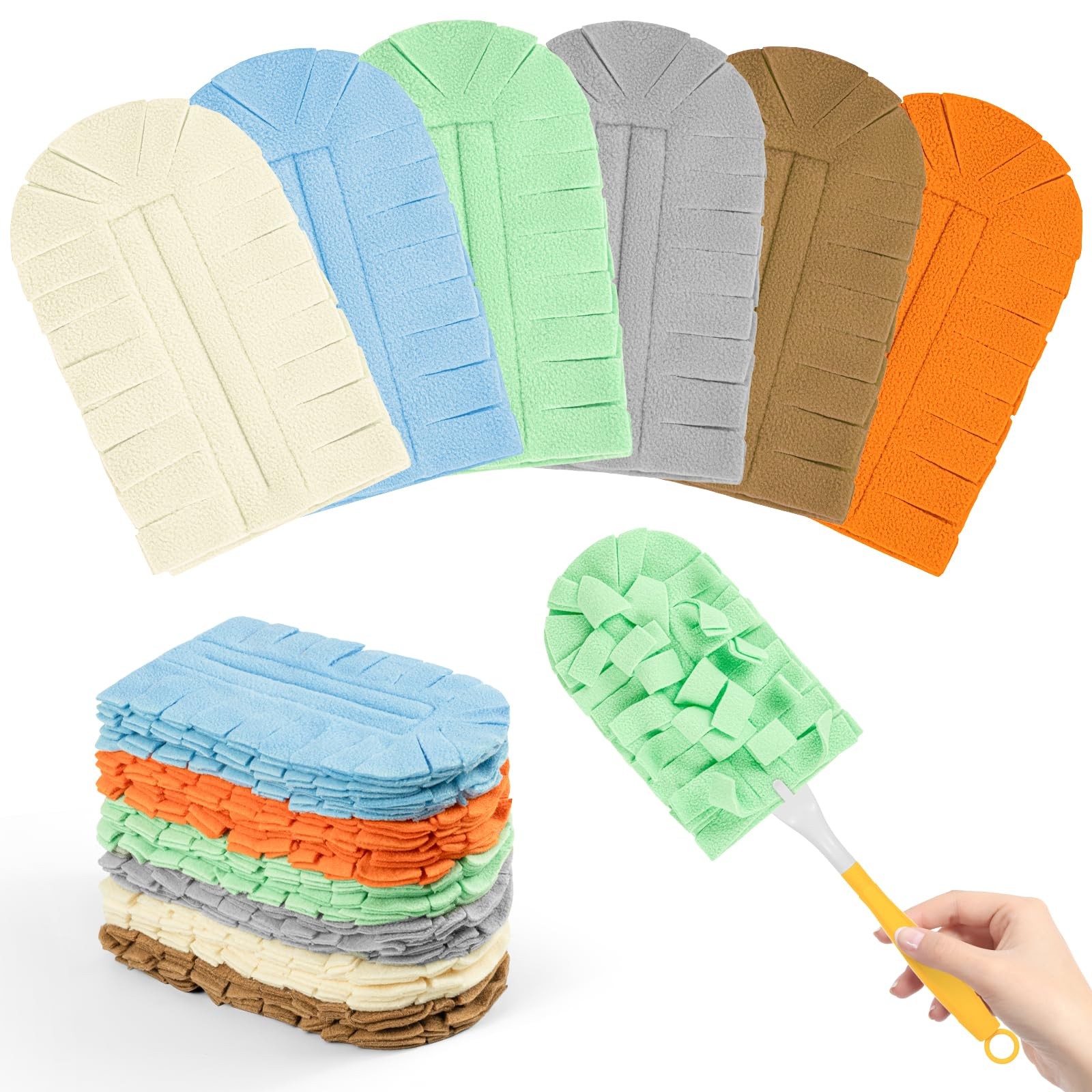 12 PCS Fleece Reusable Duster Refills with Swiffer Handle, Washable Heavy Dut…