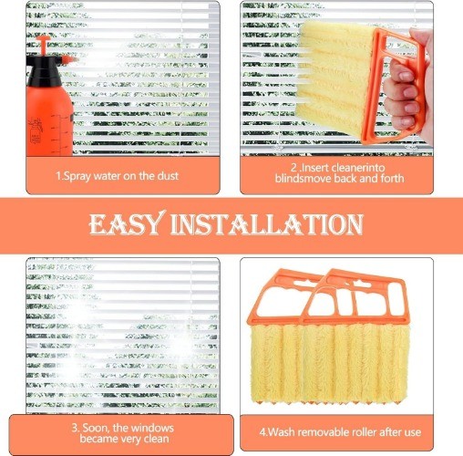 6pcs Window Venetian Blind Cleaner Duster Tool, Include 4pcs 7 Finger Duster Bru