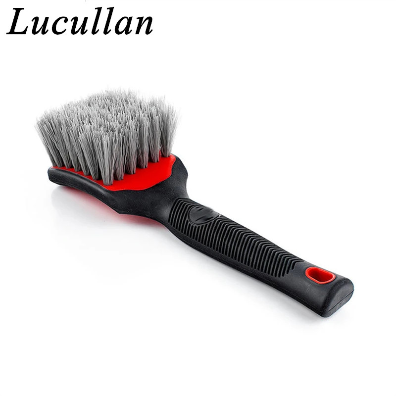 Lucullan Car Wheel Tire Detailing Brush Rubber Handle Scratch-Free Medium Stiff
