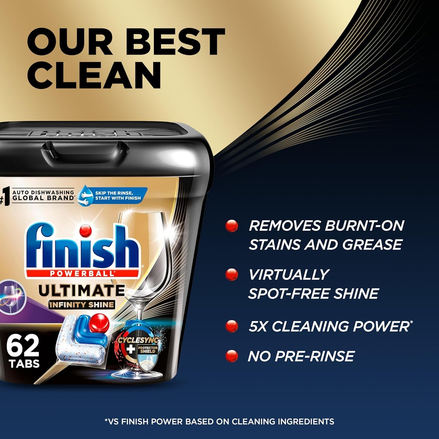 Finish Ultimate Infinity Shine Dishwasher Pods, No Pre-Rinse Dishwasher Detergen