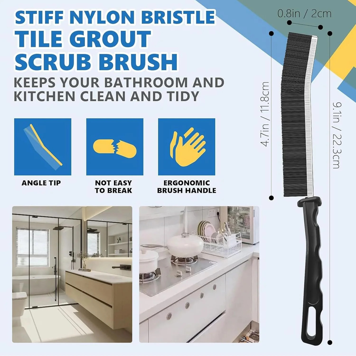 Crevice Cleaning Brush Set (12 Pack) – Hard Bristle Gap Cleaning Tool for Window