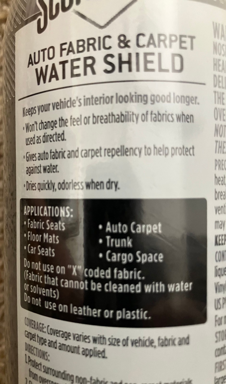 Scotchgard Auto Fabric & Carpet Water Shield, 20 Ounces (Two, 10 Ounce Cans) NIP