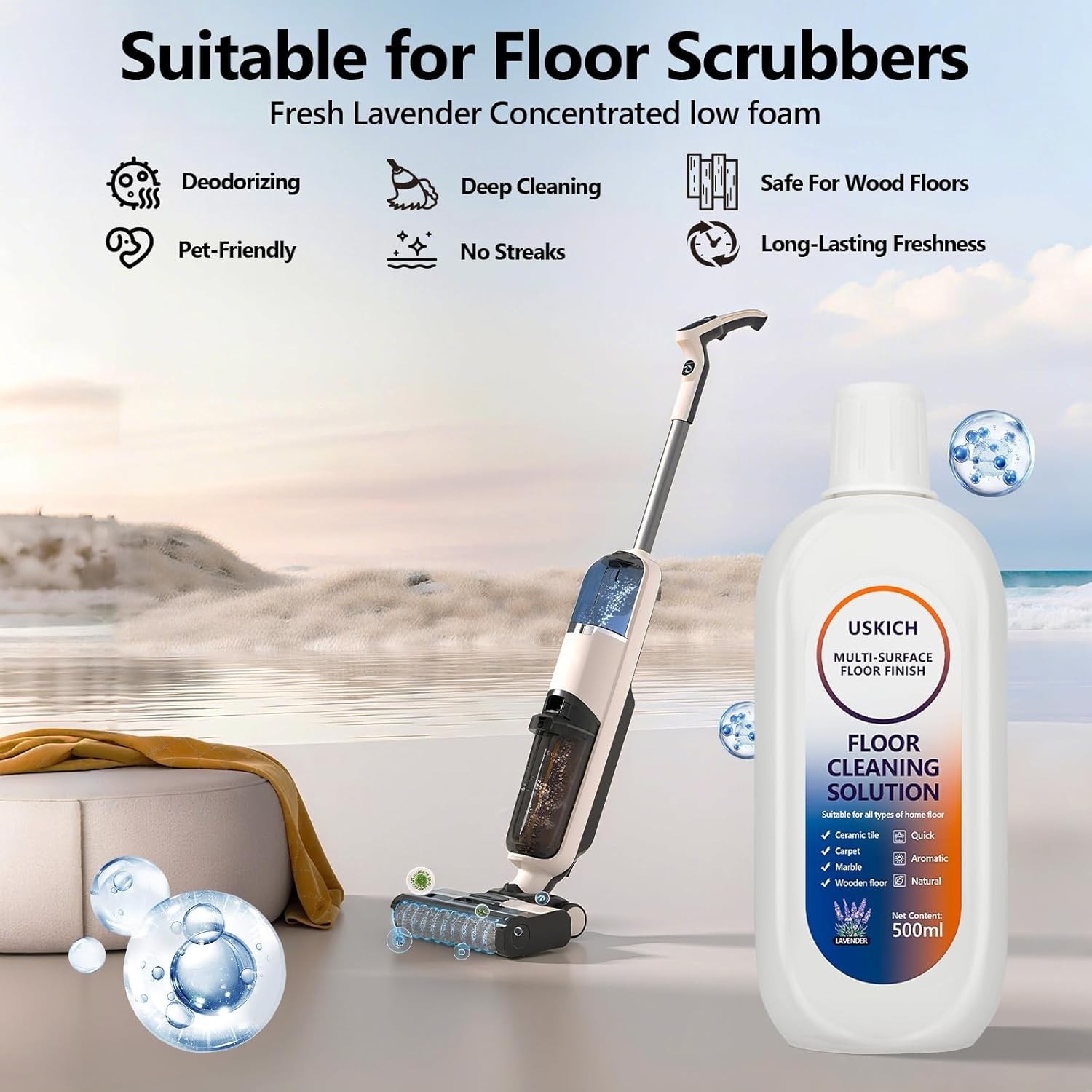 34 FL OZ Multi-Surface Floor Cleaner – Gentle & Effective for Roborock & Tineco