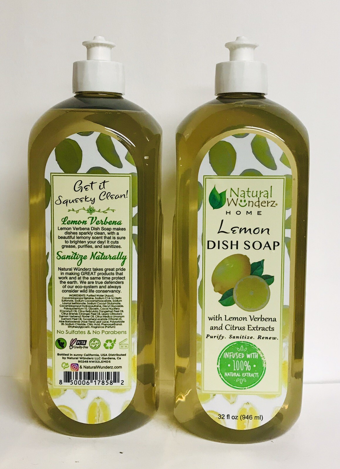 2 Bottles Lemon Dish Soap with 100% Natural Extracts 32 oz Each