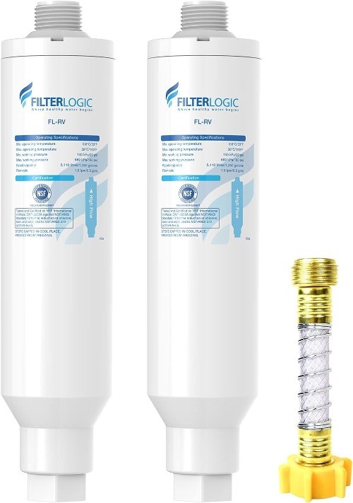 Inline Water Filter, NSF Certified, Reduces Chlorine, Bad With Hose Protector