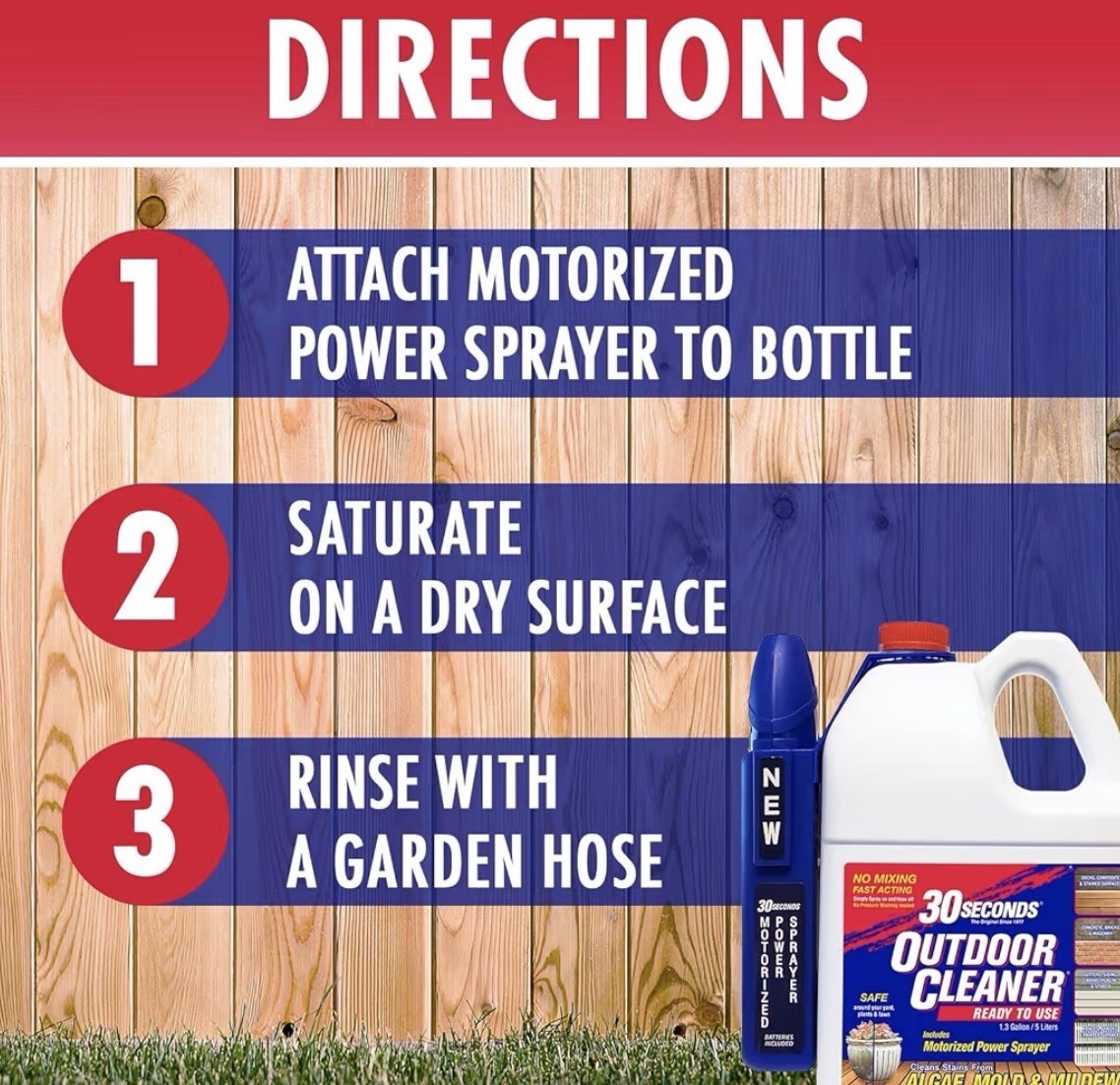 30 SECONDS Outdoor Mold Mildew Algae Cleaner 1.3 Gallon Ready-To-Use W/ Sprayer