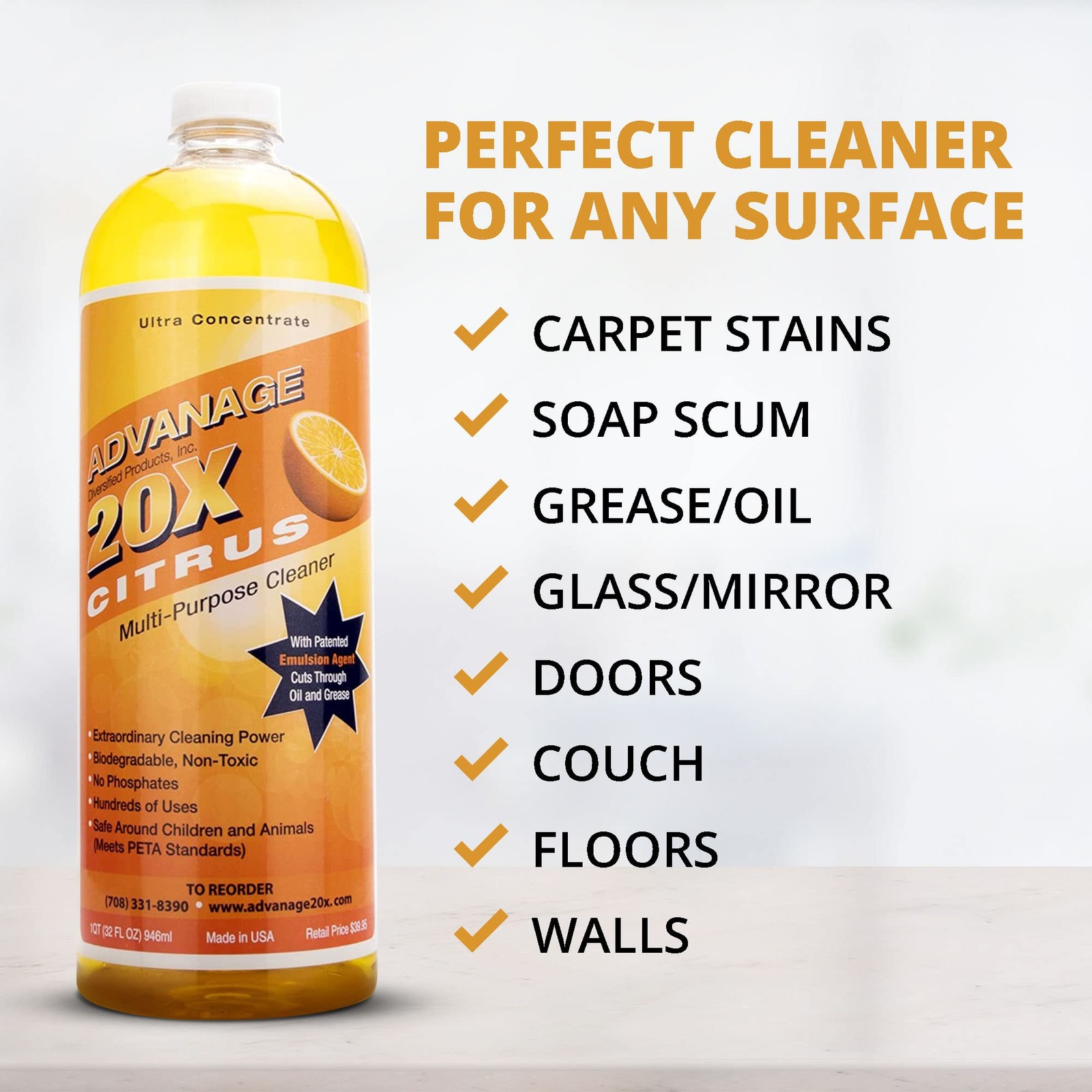 Advanage 20X All Purpose Cleaner Concentrate – The Wonder Cleaner 32 fl oz Ci…