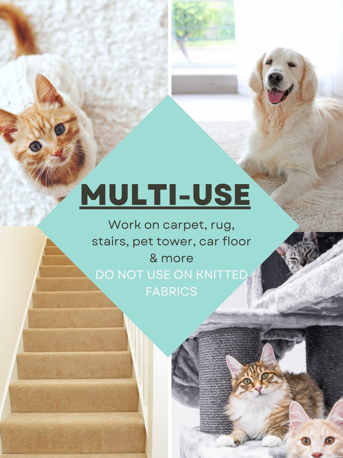 Pet Hair Remover for Carpets, Adjustable Long Handle Carpet Rake for Dog Cat …