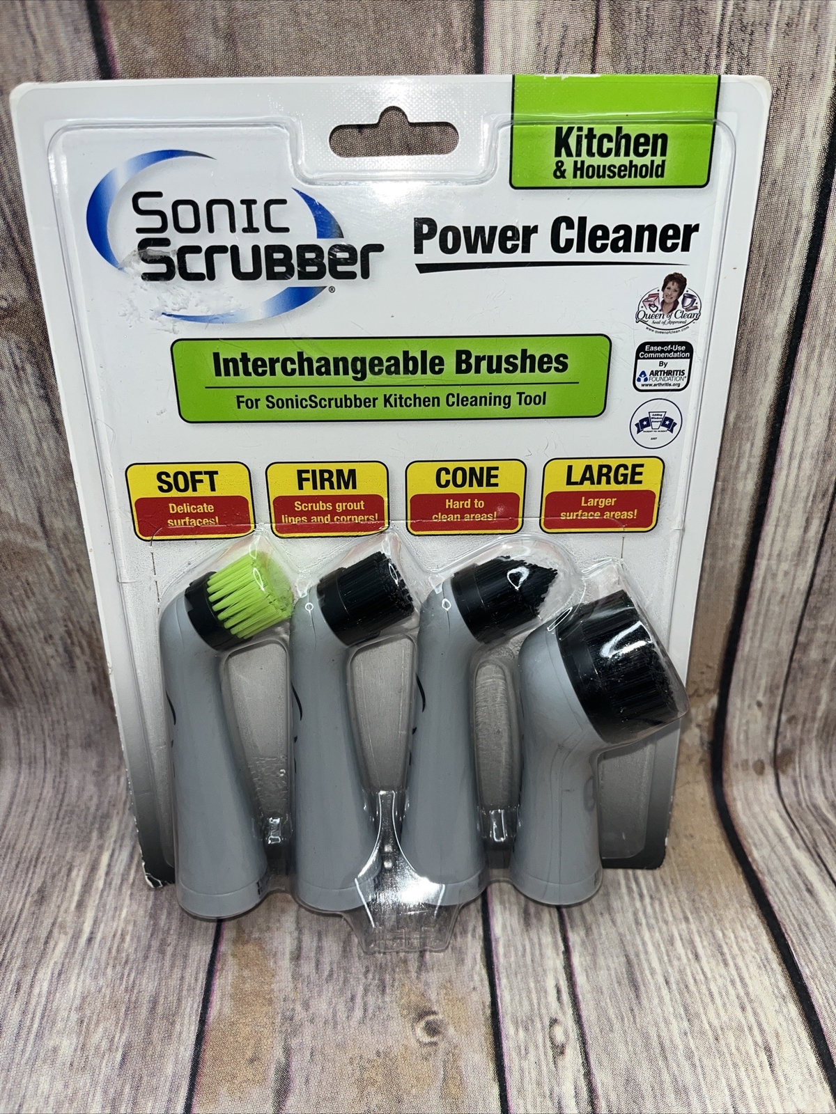Sonic Scrubber Power Cleaner Interchangeable Brush Heads Kitchen Cleaning Tool
