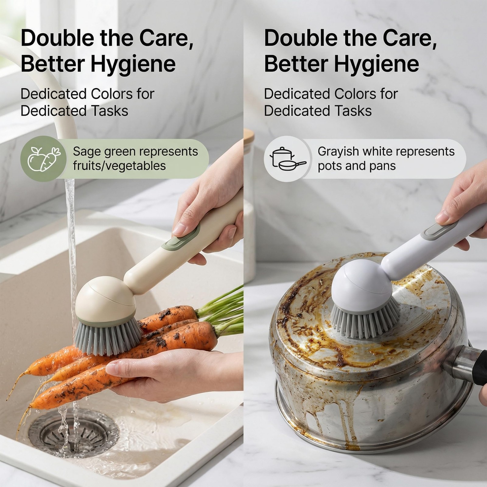 Li&Zhao Dish Brush with Soap Dispenser – Kitchen Sink Brush with Built-in Liq…