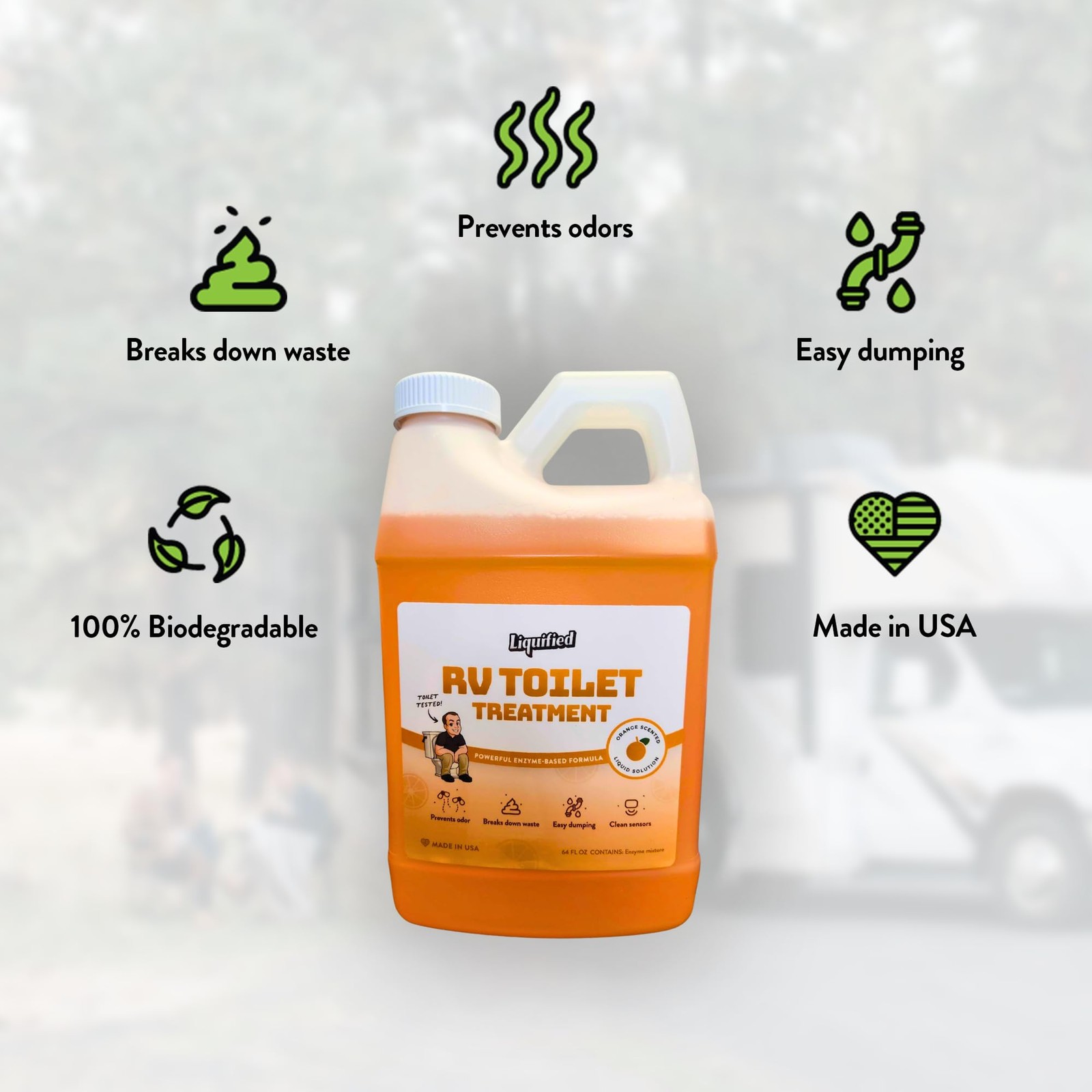 Liquified RV Toilet Treatment – Black Holding Tank Digester – Orange Scent – …