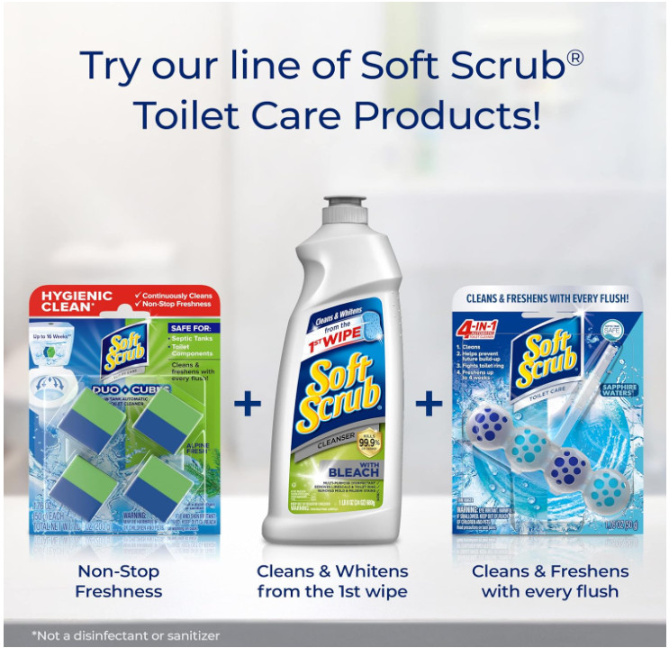 Soft Scrub in-Tank Toilet Cleaner Duo-Cubes, Alpine Fresh, 4Count