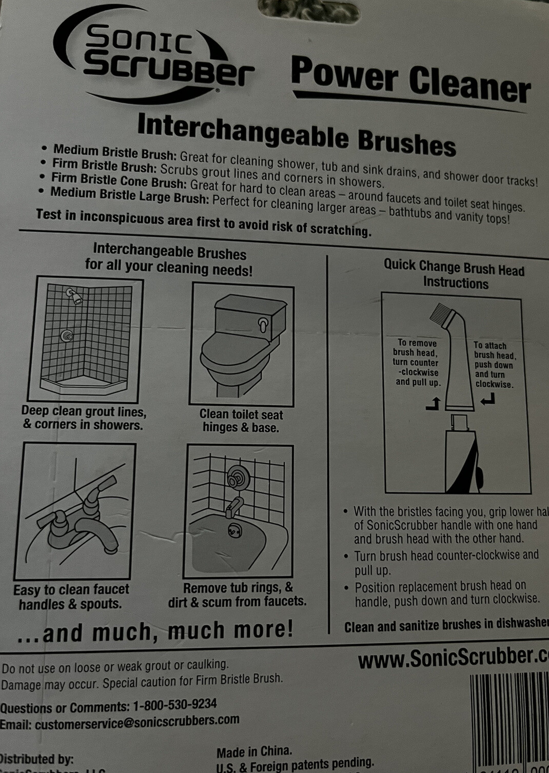 Sonic Scrubber Power Cleaner (Bathroom) Interchangeable Brush Heads Pack. NEW