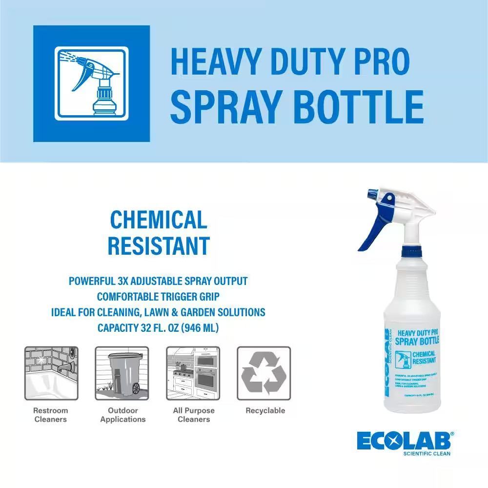 ECOLAB 32 oz. Heavy-Duty Pro Spray Bottle (4-Pack)