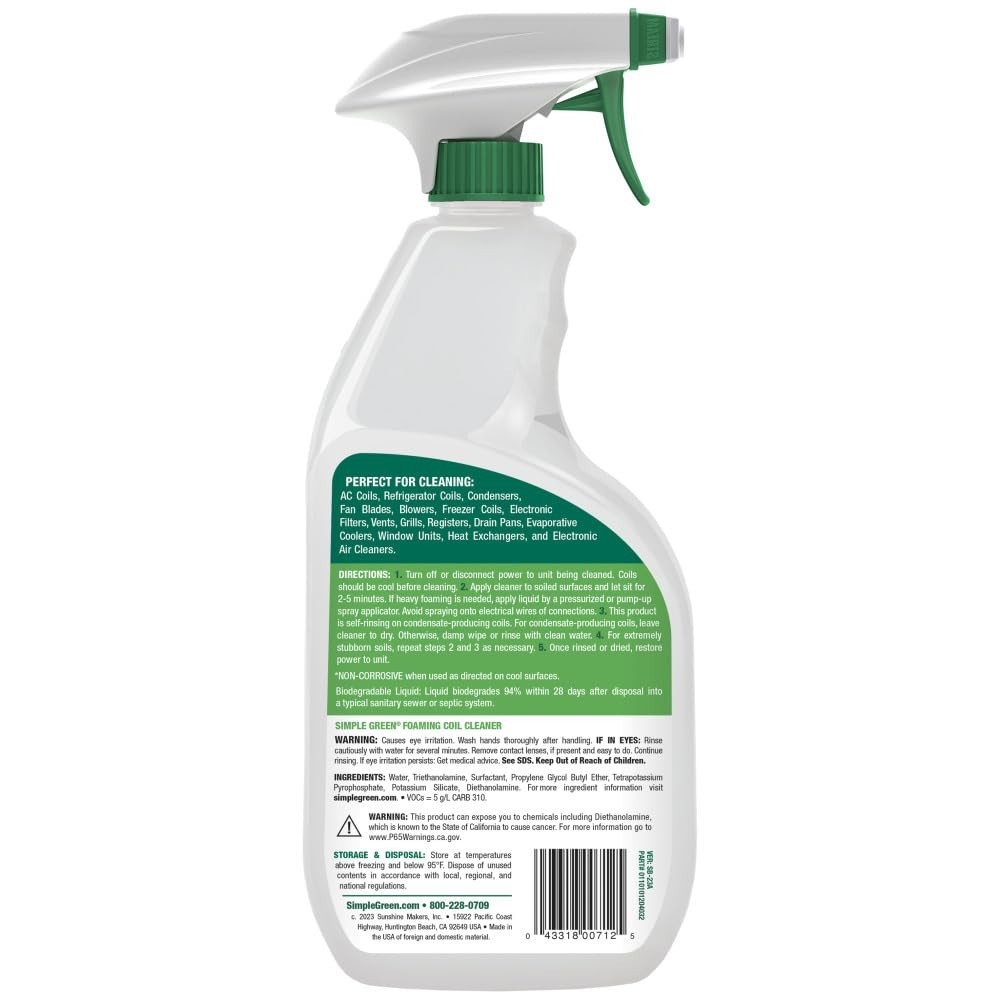 Foaming Coil Cleaner – 32 Fl Oz – Heavy-Duty HVAC Cleaner, Removes Dirt & Grime