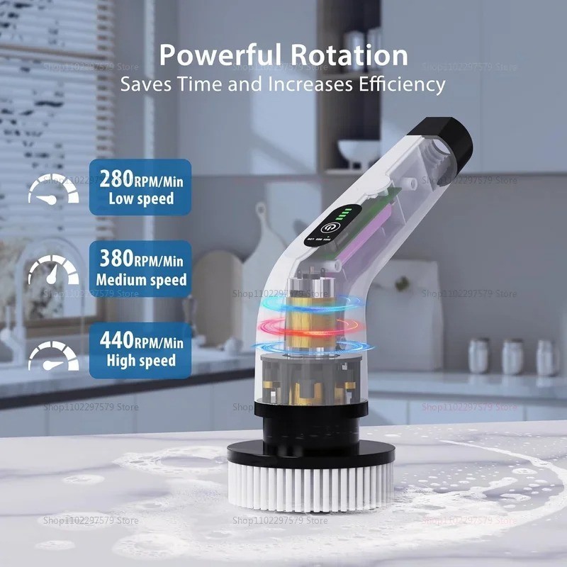 9-in-1 Electric Spin Scrubber Cordless Shower Brush w/ Extension Handle
