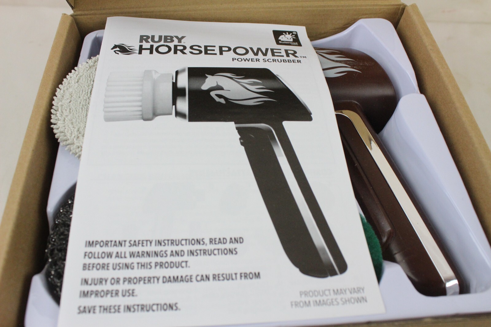2 Used Handheld Cordless Rechargeable Spinning Power Scrubber Ruby Horsepower ZZ