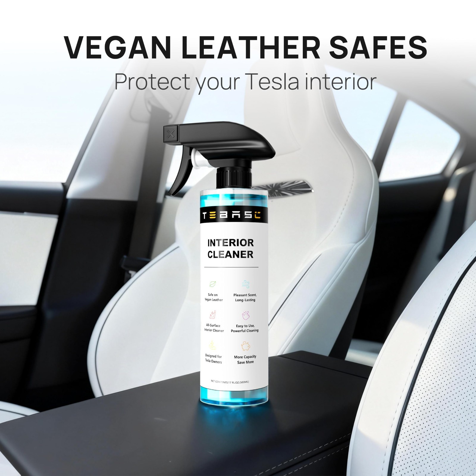 Interior Cleaner & Seat Stain Remover for Vegan Leather – Car Detailing Kit for