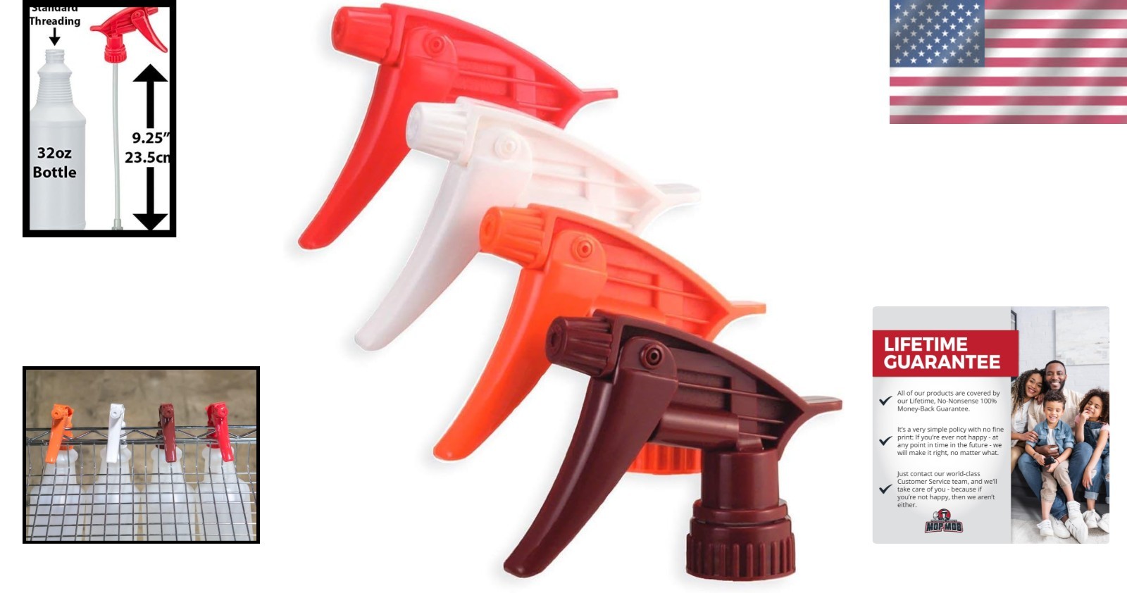 Janitorial & Auto Detailing Spray Head 4 Pack – Leak-Proof