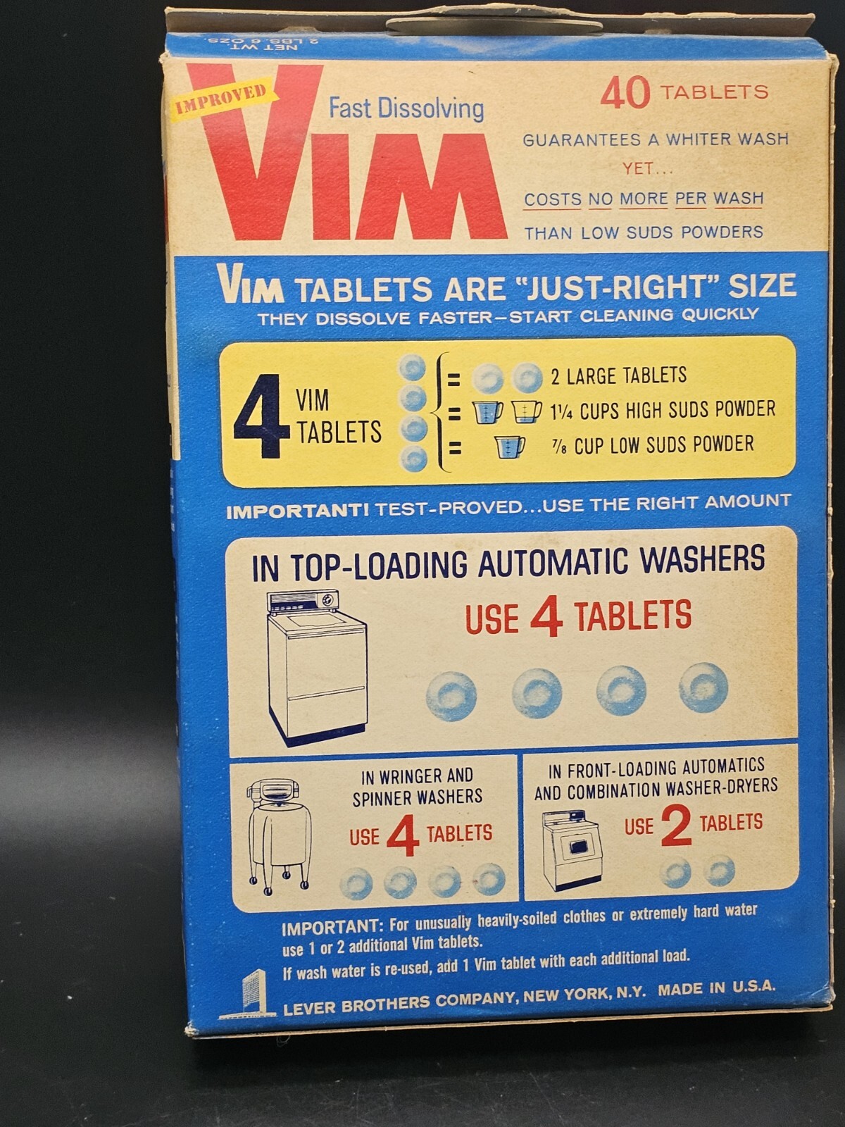 Fast Dissolving VIM Automatic Washer Tablets New in Original Box 2 Lbs 6 Oz