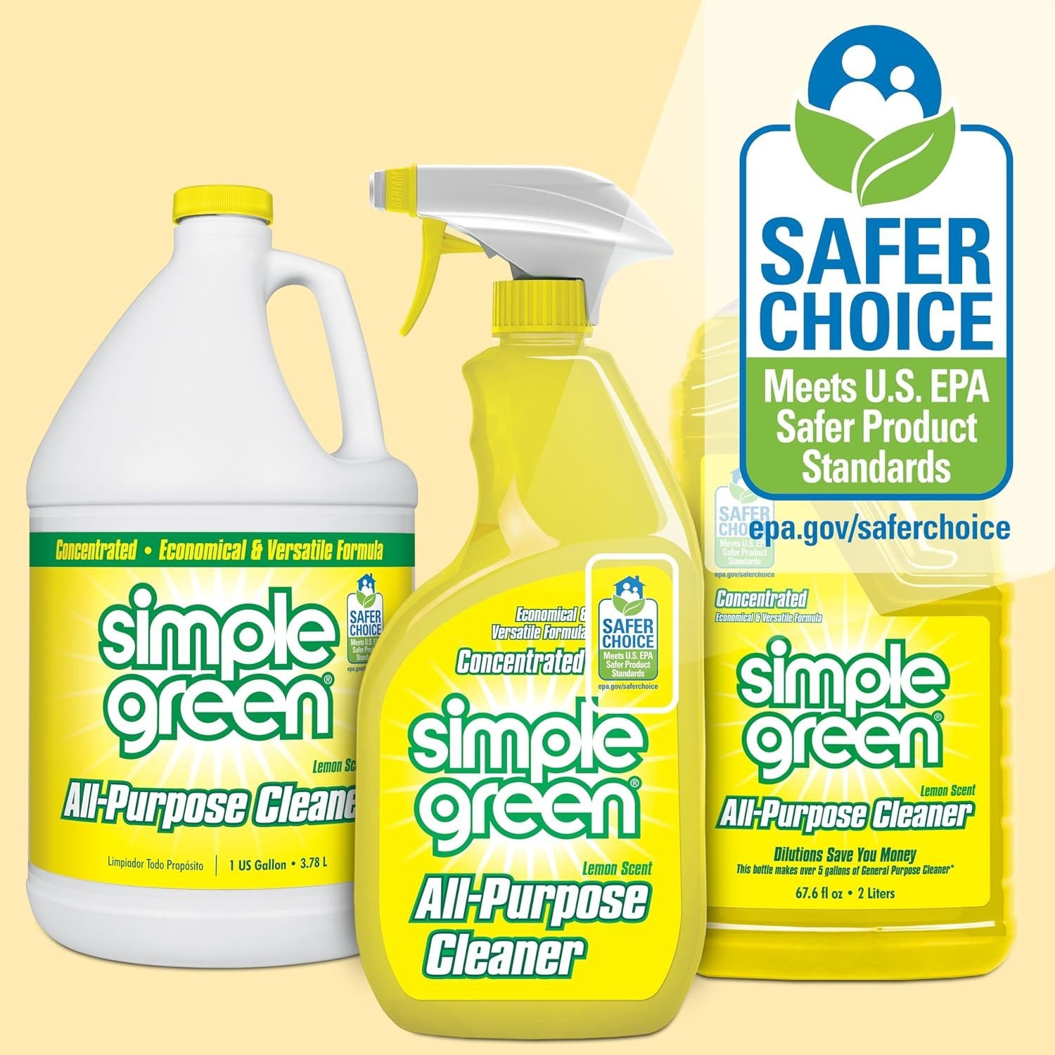 All-Purpose Lemon Cleaner – 96 Fl Oz Total, Powerful Concentrated Formula