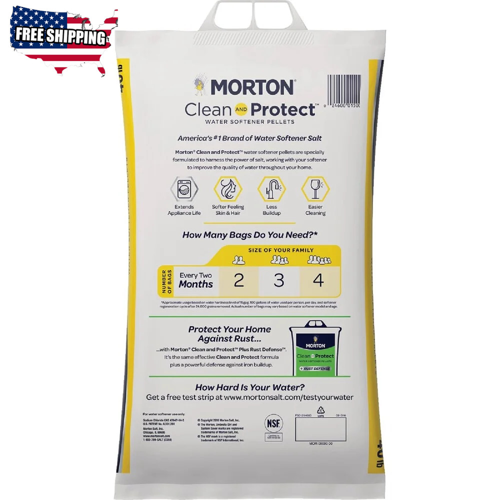 (2 Pack) Morton Clean and Protect Water Softener Salt Pellets, 40 Lb 🎗🎯