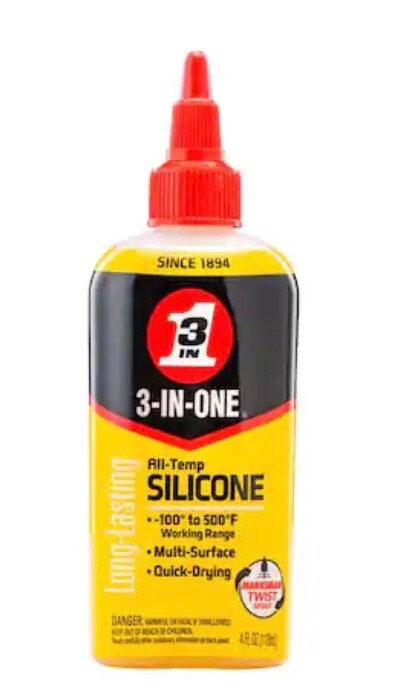 3-In-One All-Temp Silicone Lubricant, 4 Fl. Oz. Squeeze Bottle