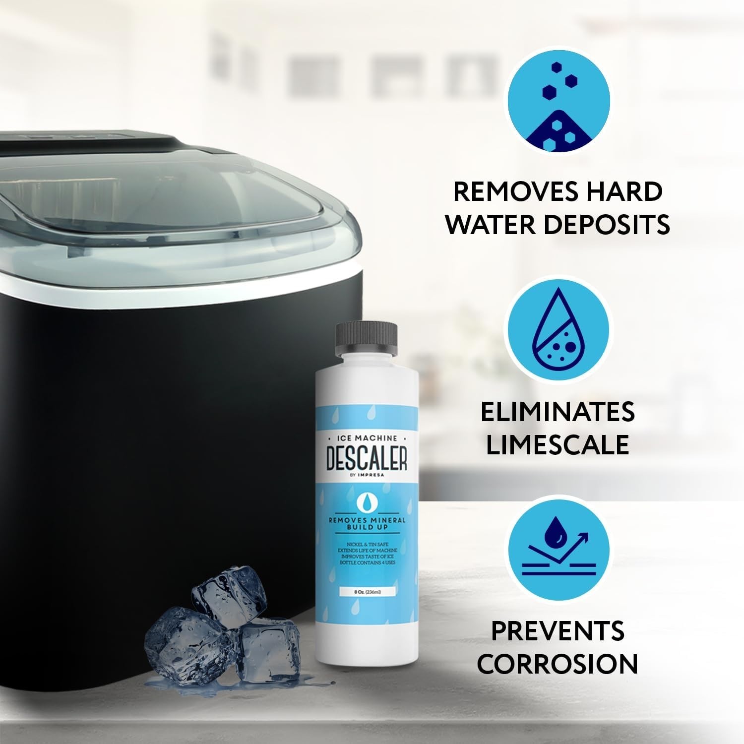 Ice Maker Cleaner & Descaler – 8 Fl Oz Scale Removal Liquid Descaler – Nickel…