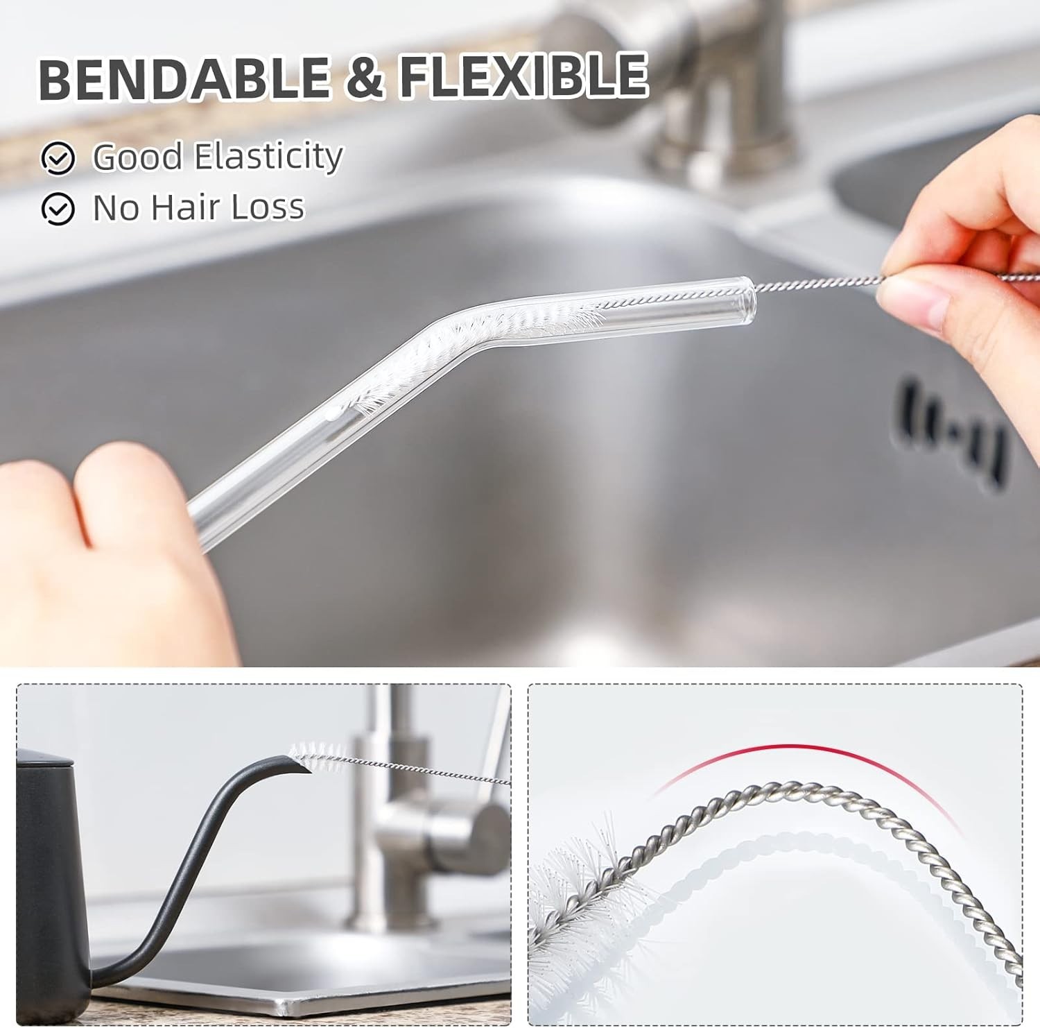 Reusable Straw Cleaning Brushes: 8-Piece Set for Tumbler & Feeder Hygiene