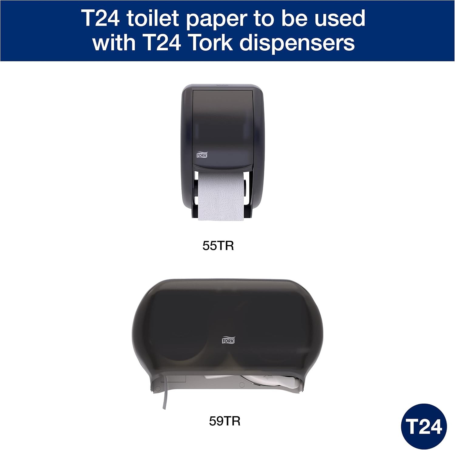 Tork Advanced Toilet Paper Roll, White, Compatible with T24 Dispensers, 2-ply,