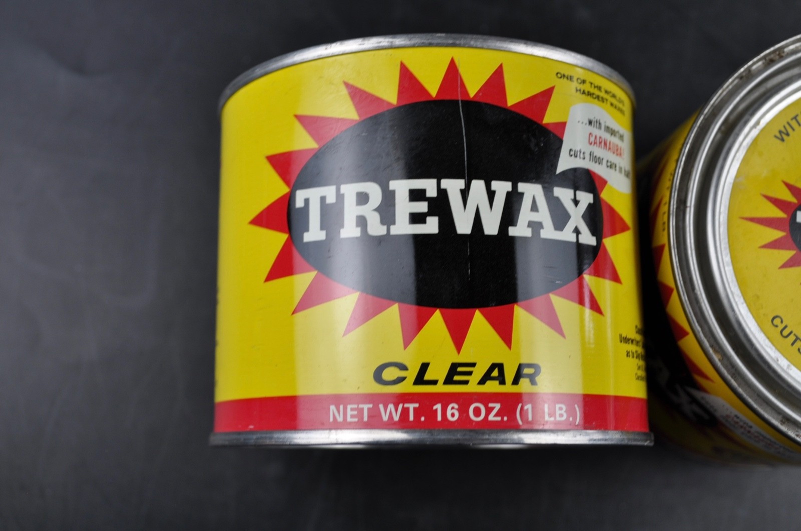 Vintage Trewax Carnauba World Hardest Wax 2 cans 1 pound 80% Full