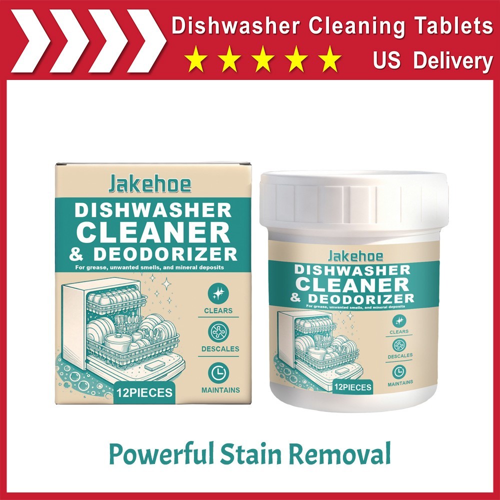 12 Count Dishwasher Cleaner Tablets, Fragrance Free, Deep Cleaning Descaler Pods