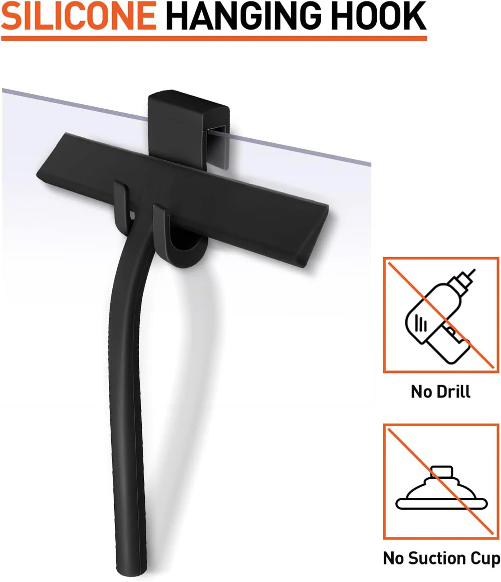 Matte Black Silicone Squeegee Streak Free Cleaning Shower Squeegee for Glass Bat
