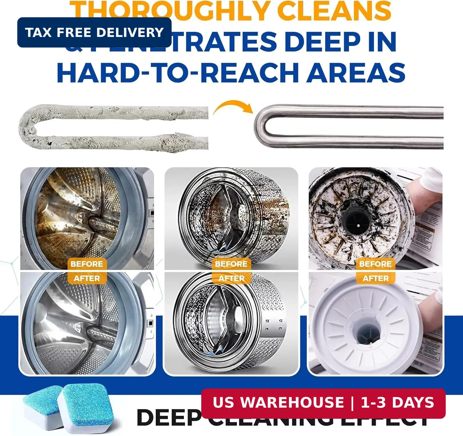 Washing Machine Cleaner Tablets 24 pack Powerful Descaler -Deep Cleaning for HE