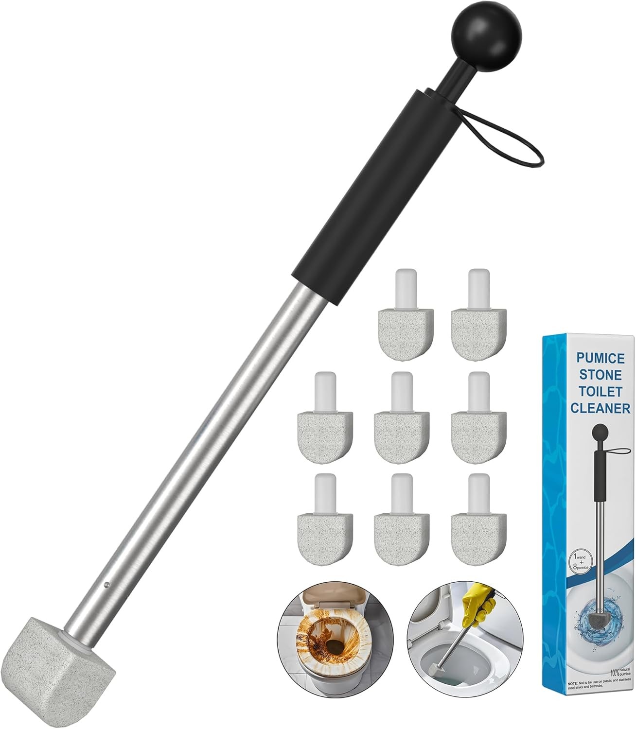 2026 New Pumice Toilet Cleaner 17inch with Handle – Toilet Pool & Tub Hard