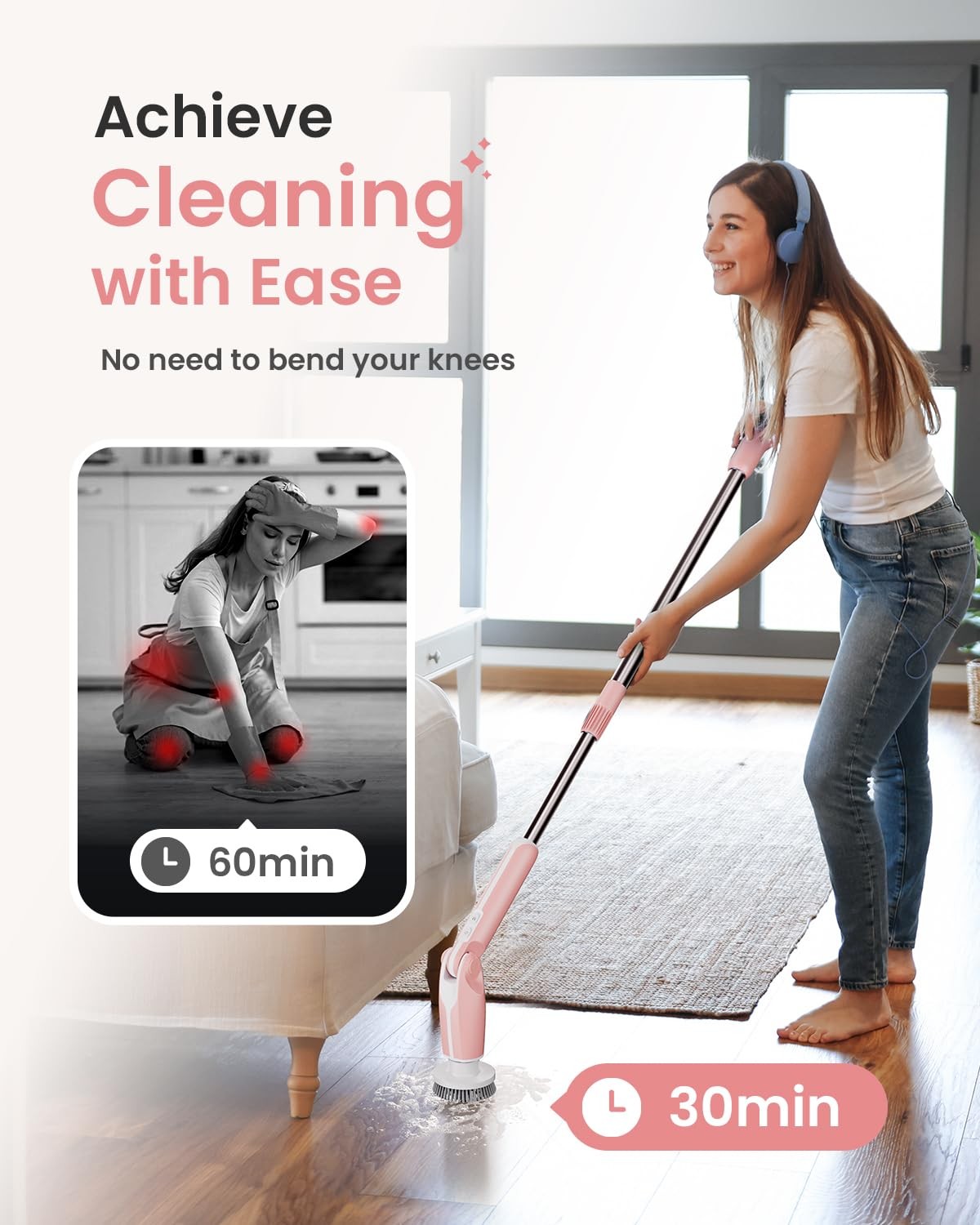 Leebein Electric Spin Scrubber, Shower Scrubber with 4 Adjustable Angles and …