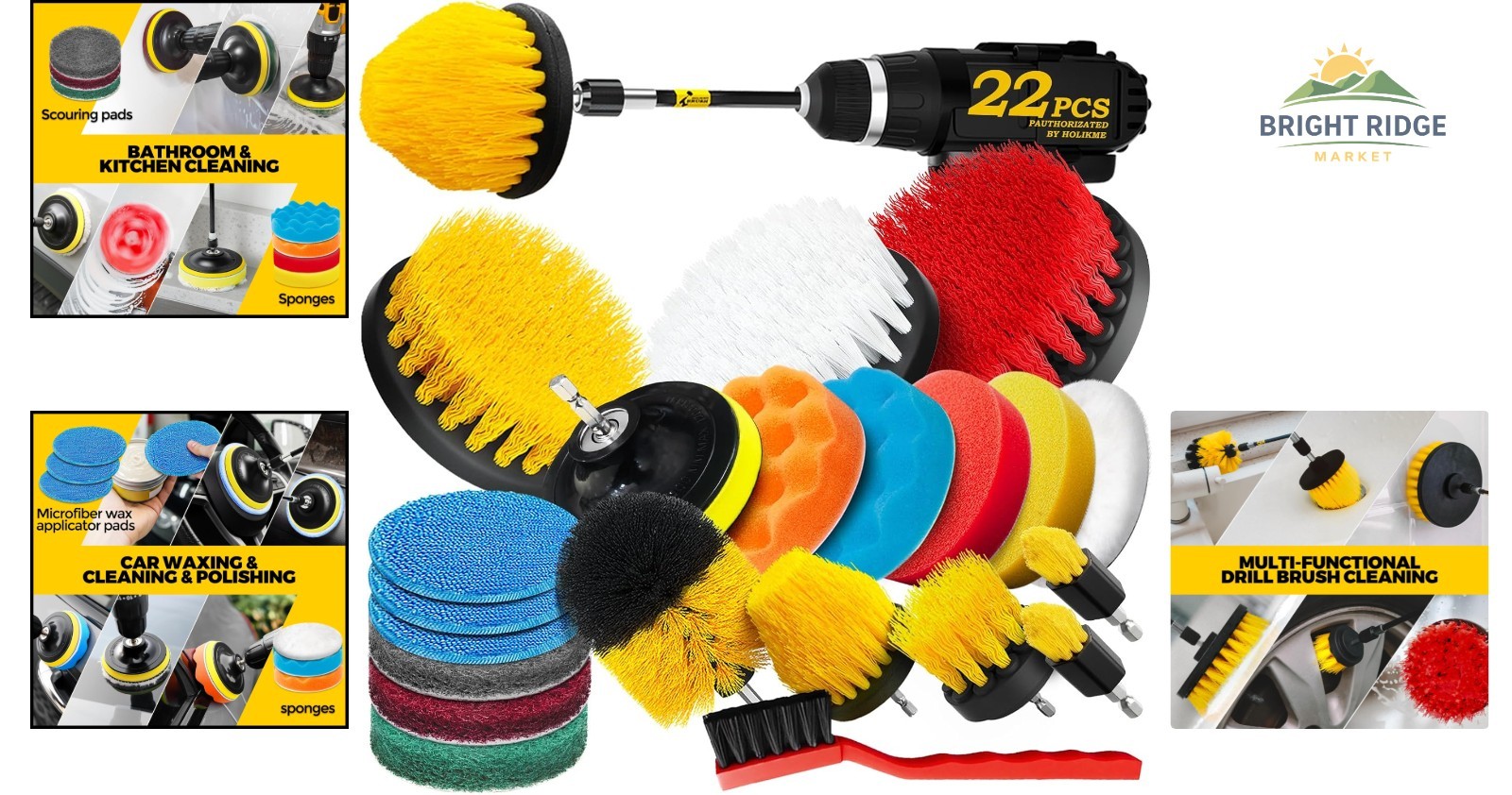Efficient Cleaning Brush Set for Drill with Scouring and Polishing Accessories