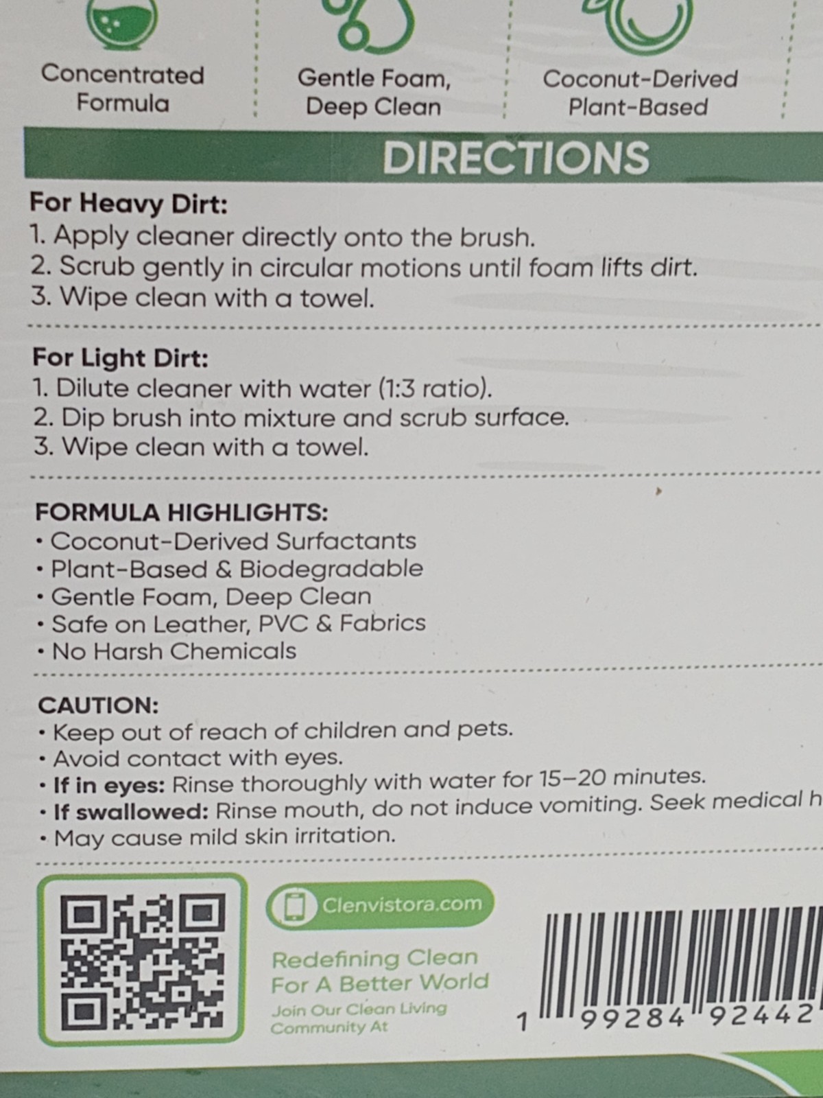 Clenvistora Essential Clean Kit Plant-Based Deep Cleaner & Brush 4 fl oz / 118ml
