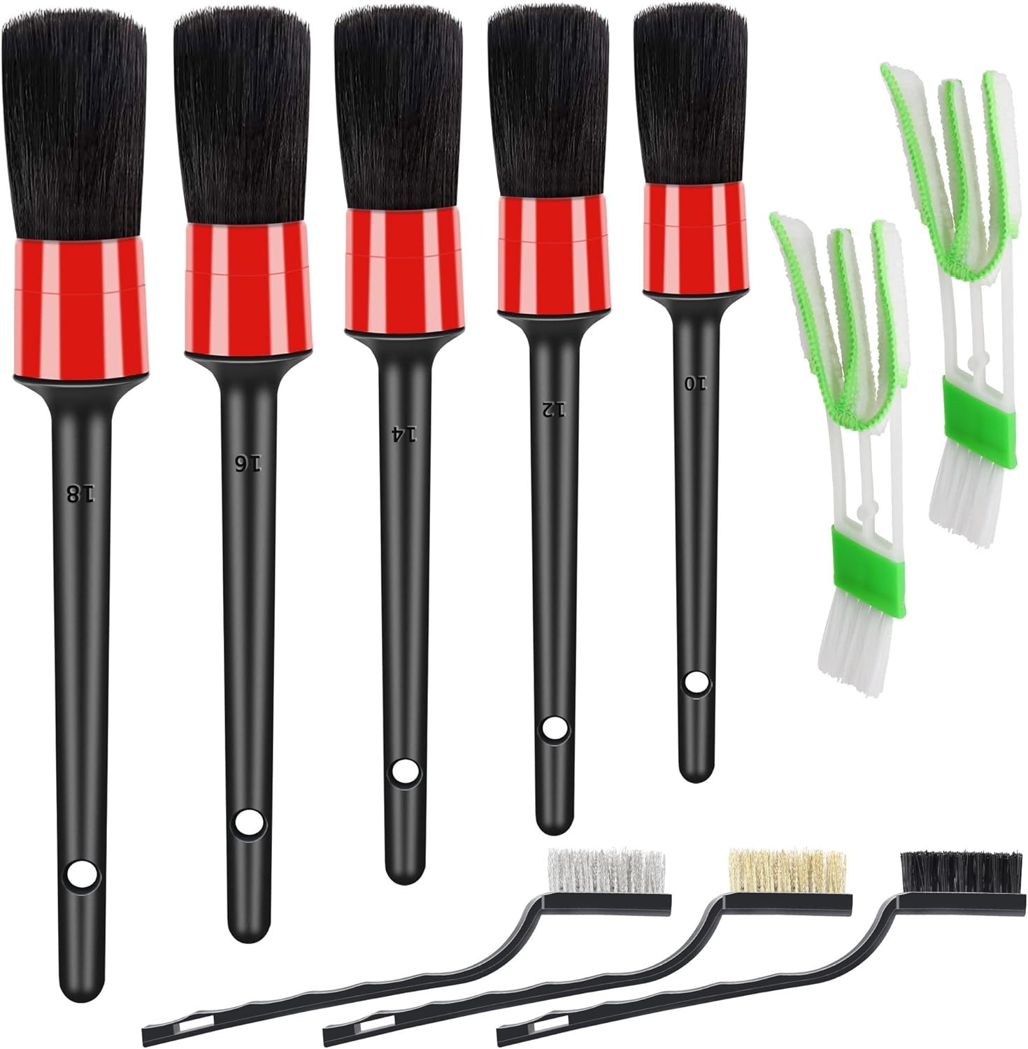 10 PCS Car Detailing Brush Set, Auto Cleaning Kit with Boar Hair & Steel Wire…
