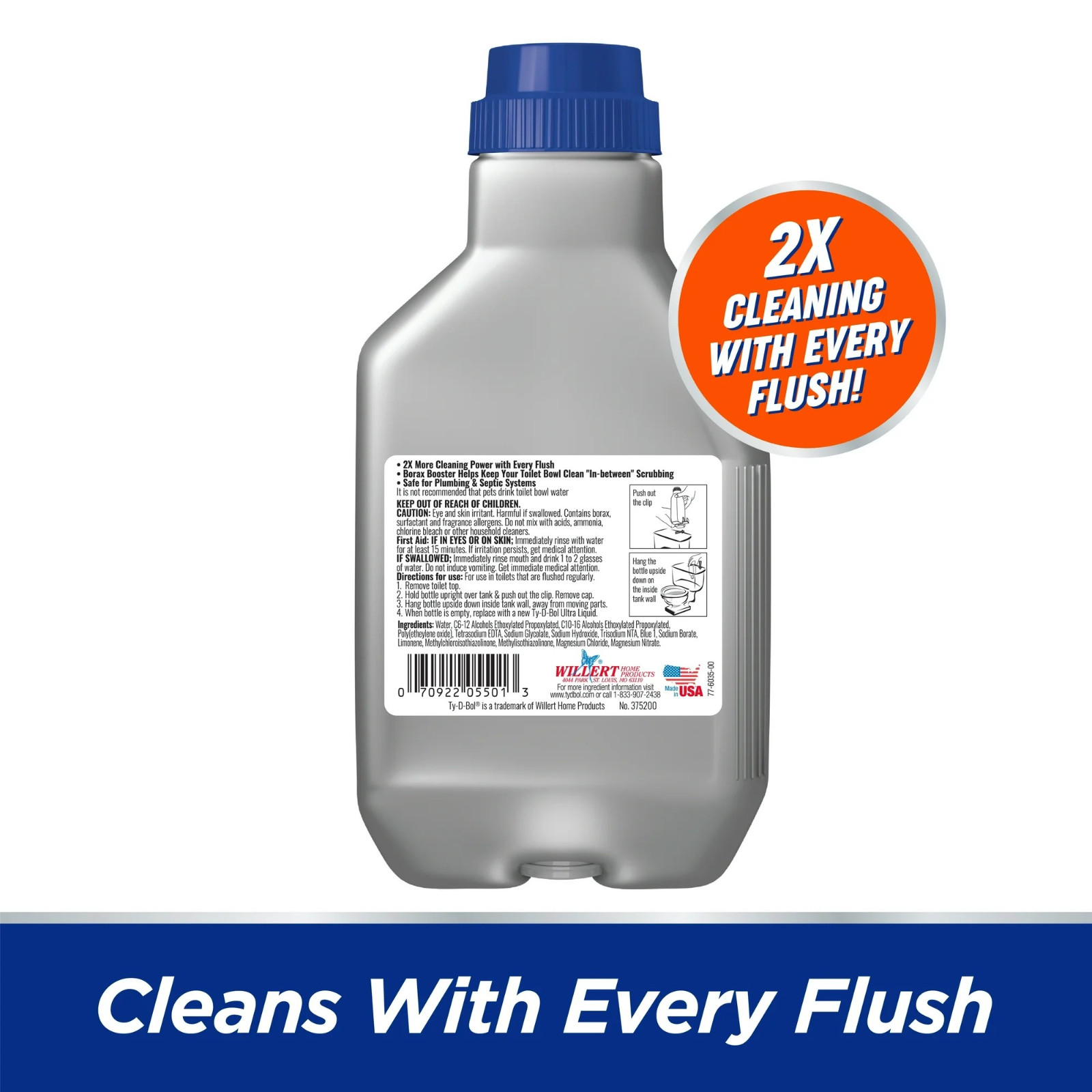 NEW 6 pack TY-D-BOL BLUE ULTRA BOOSTER IN TANK LIQUID TOILET BOWL 2X CLEANER