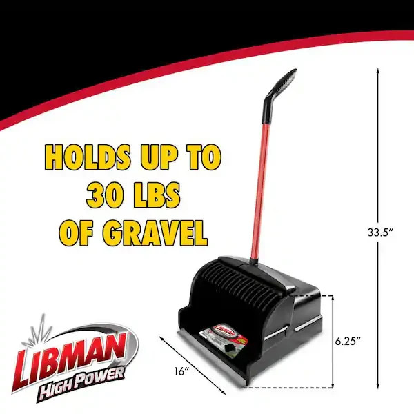 16 Inch Standing Dustpan with Steel Handle Large Capacity Garage Floor Cleaner