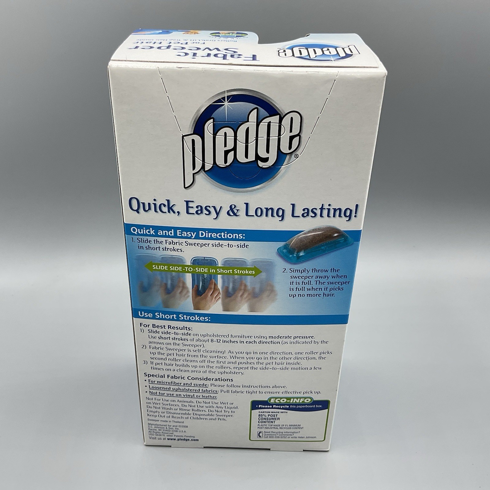Pledge Pet Hair Fabric Sweeper Multi Use Discontinued New In Box