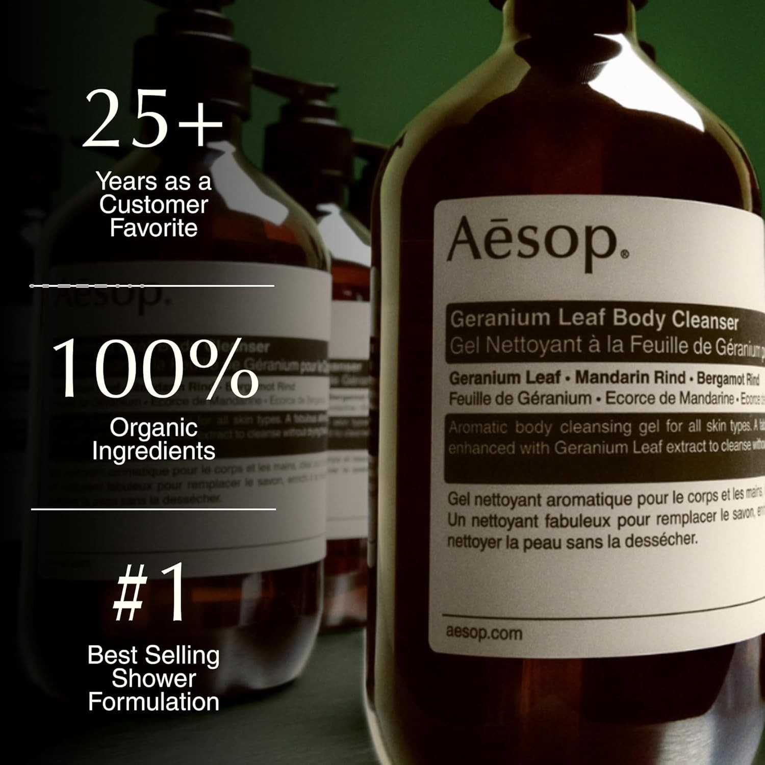 Aesop Geranium Leaf Body Cleanser | Gentle Shower Gel with Geranium, Mandarin