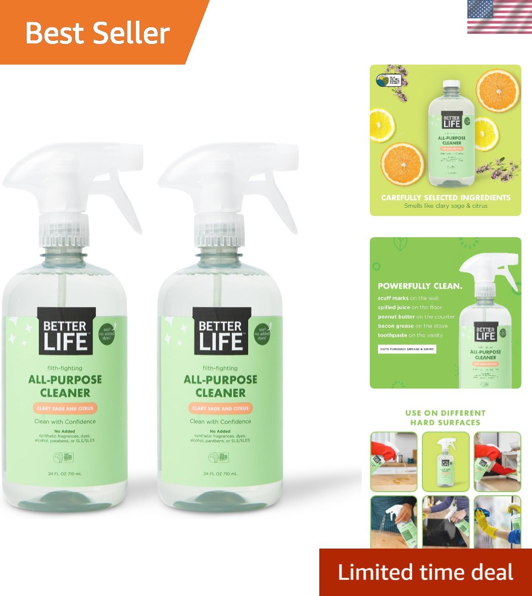 Gentle yet Effective Multi-Surface Cleaner – 24oz x 2, Eco-Friendly Formula