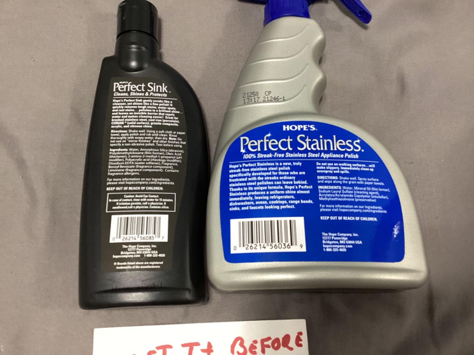 Hope’s Perfect Sink & Perfect Stainless (Lot of 2)