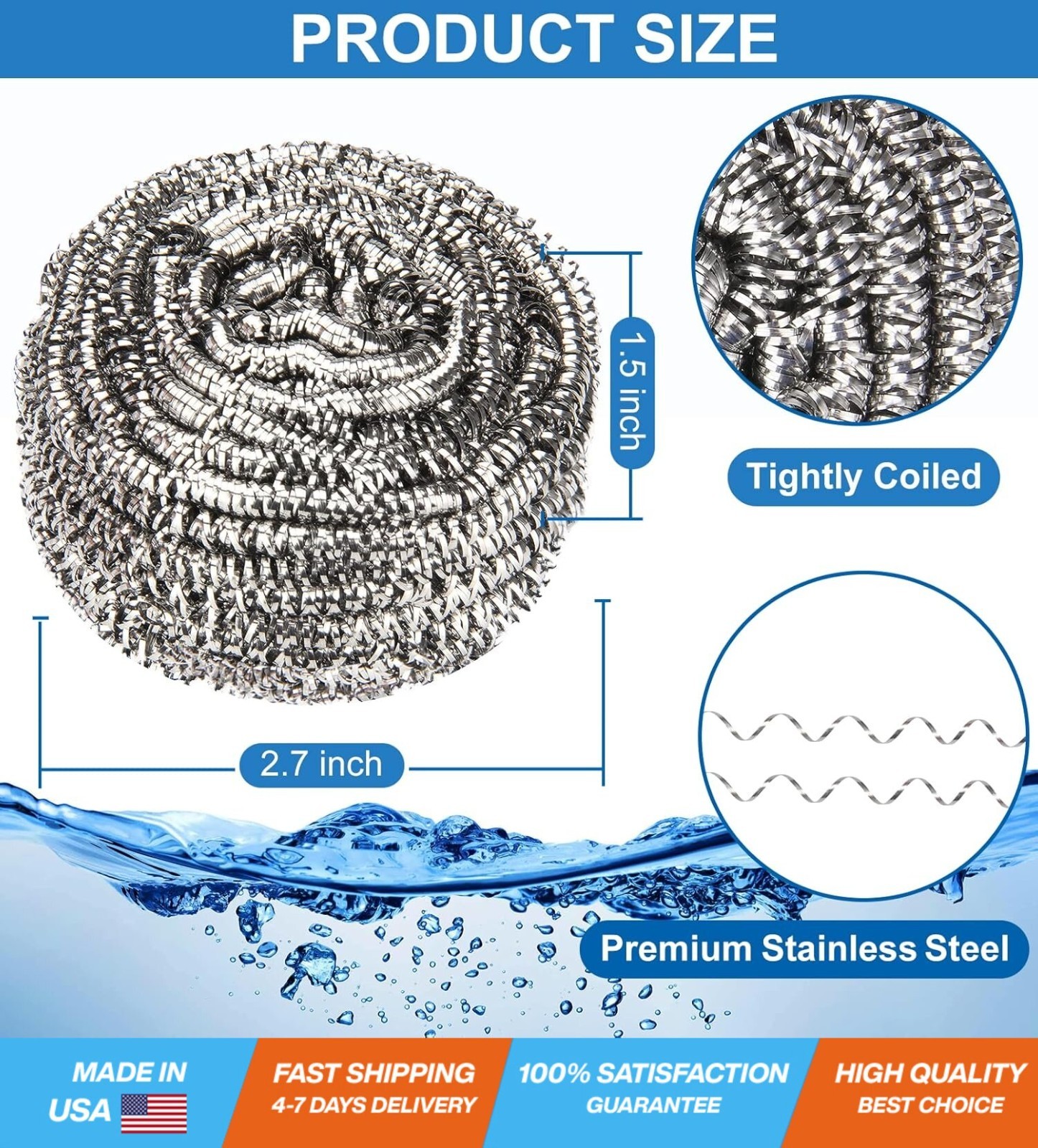 10 Pack Stainless Steel Scrubber, Steel Wool Srubber for Scouring Stubborn…